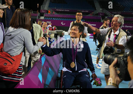 Shingo Kunieda (JPN), 8. September 2012 - Tennis: Herren Einzel-Finale im Olympiapark - Eton Manor während der Paralympischen Spiele London 2012 in London, UK. (Foto von Akihiro Sugimoto/AFLO SPORT) [1081] Stockfoto