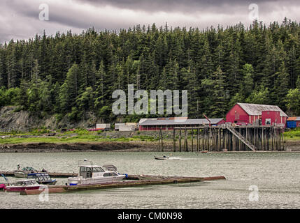 4. Juli 2012 - in der Nähe von Haines Borough, Alaska, USA - die alte Konservenfabrik in Letnikov Cove Haines, Alaska. (Kredit-Bild: © Arnold Drapkin/ZUMAPRESS.com) Stockfoto