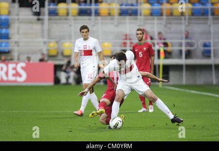 Gdynia, Polen 10. September 2012 UEFA unter 21 EM-Qualifikation. Filip Starzynski (8) in Aktion während Polen Vs Portugal Spiel. Stockfoto