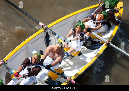 15. September 2012. Fluss Themse London, England, Vereinigtes Königreich.  Die Great River Race. Stockfoto