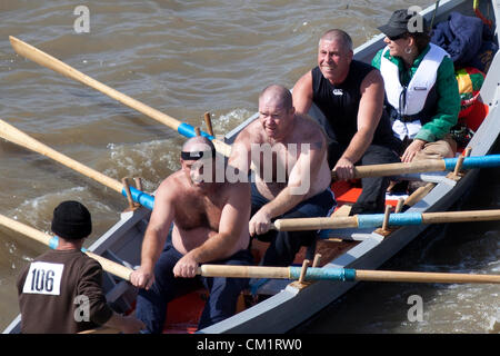 15. September 2012. Fluss Themse London, England, Vereinigtes Königreich.  Die Great River Race. Stockfoto