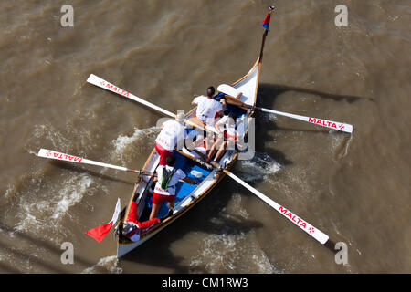 15. September 2012. Fluss Themse London, England, Vereinigtes Königreich.  Die Great River Race. Stockfoto