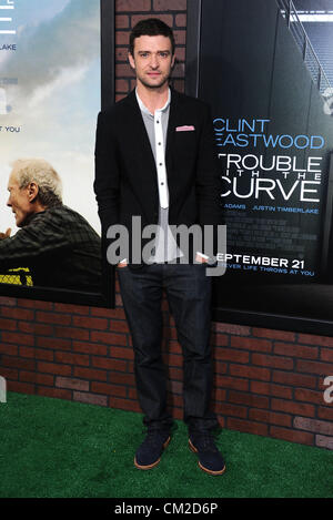 Justin Timberlake bei den "Trouble with the Curve" Filmpremiere in Los Angeles, CA 19. September 2012 Foto von Sydney Alford Stockfoto