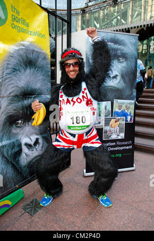 London, UK. 22. September 2012. Großen Gorilla laufen 2012 ein Charity-Lauf verkleidet als Gorillas, die Berggorillas zu speichern Stockfoto