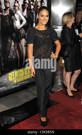 24. September 2012 - Los Angeles, Kalifornien, USA - Pia Toscano Teilnahme an der Los Angeles Premiere der '' Pitch Perfect'' im Arclight Hollywood in Hollywood, Kalifornien am 24. September 2012 statt. 2012. (Kredit-Bild: © D. Long/Globe Photos/ZUMAPRESS.com) Stockfoto