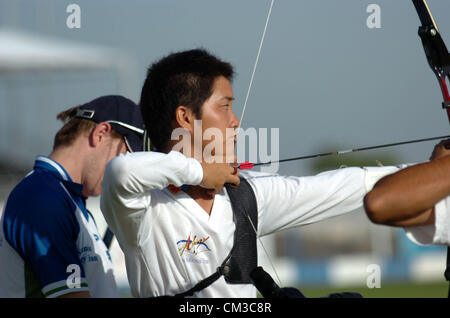 Hideki Kikuchi (JPN), 13. August 2005 - Bogenschießen: 23. Sommer-Universiade 2005 Herren Bogenschießen in Izmir, Türkei. (Foto von Masakazu Watanabe/AFLO SPORT) Stockfoto