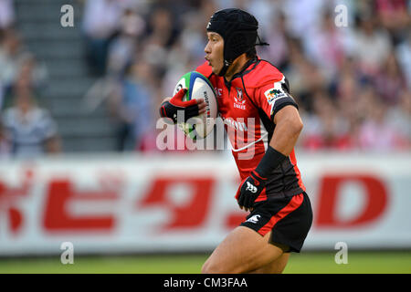 Hiroki Oi (Adler), 22. September 2012 - Rugby: Japan Rugby Top League 2012-2013, 4. Sec match zwischen Suntory Sungoliath 42-17 Canon Adler im Chichibunomiya Rugby-Stadion, Tokio, Japan. (Foto von Jun Tsukida/AFLO SPORT) Stockfoto