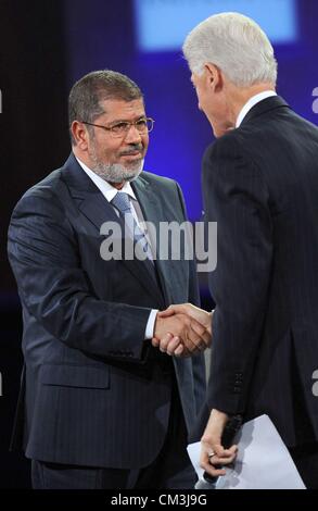 Mohamed Morsi, Bill Clinton in Anwesenheit für Clinton Global Initiative Annual Meeting - di, Sheraton Hotel, New York, NY 25. September 2012. Foto von: Kristin Callahan/Everett Collection Stockfoto