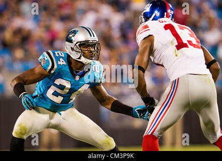 Sept. 27, 2012 - Charlotte, North Carolina, USA - Carolina Panthers CB Josh Norman (24) in Aktion während des Spiels Thursday Night Football (Credit-Bild: © Anantachai Brown/ZUMAPRESS.com) Stockfoto