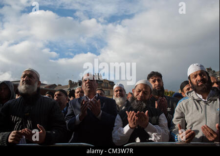 Bradford, UK. 28. September 2012. Muslime auf der ganzen Welt haben von den Filmen anti-islamischen Botschaft tief beleidigt worden Stockfoto