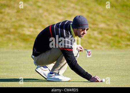 4. Oktober 2012. Olympiasieger Michael Phelps beim konkurrieren in der Europäischen Tour Alfred Dunhill Links Championship Golfturnier, auf dem Carnoustie Golf Course gespielt. Obligatorische Kredit: Mitchell Gunn/ESPA Stockfoto