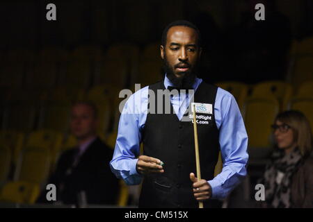 Gdynia, Polen 5. Oktober 2012 Snooker Spieler Tour Championship Gdynia Open 2012 einen Teil der European Tour Snooker. Rory McLeod während des Spiels gegen Ken Doherty Stockfoto