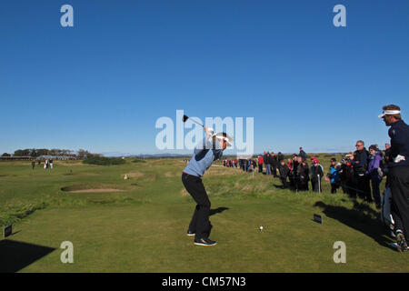 7. Oktober 2012. St. Andrews, Schottland.  Victor Dubuisson (FRA) beim konkurrieren in der letzten Runde der Europäischen Tour Alfred Dunhill Links Championship Golf-Turnier, gespielt auf The Old Course St Andrews. Obligatorische Kredit: Mitchell Gunn/ESPA Stockfoto