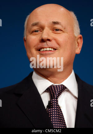 IAIN DUNCAN SMITH MP Arbeit & Renten Sekretär 8. Oktober 2012 die ICC BIRMINGHAM ENGLAND Stockfoto