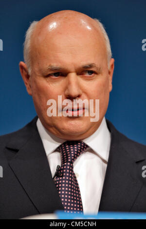 IAIN DUNCAN SMITH MP Arbeit & Renten Sekretär 8. Oktober 2012 die ICC BIRMINGHAM ENGLAND Stockfoto