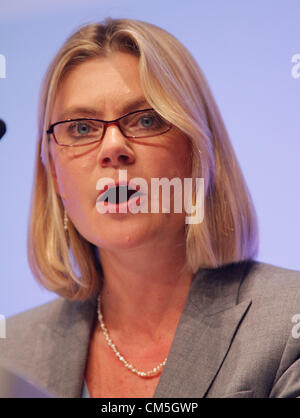 JUSTINE GREENING MP Internationalisierung SECR 9. Oktober 2012 die ICC BIRMINGHAM ENGLAND Stockfoto