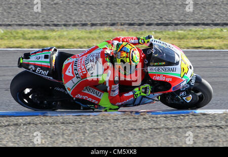 12. Oktober 2012 Italien - Motegi, Japan - Valentino Rossi und Ducati Marlboro Team fährt während einer freien Training während der MotoGP von Japan auf dem Twin Ring Motegi am 12. Oktober 2012 in Motegi, Japan. (Kredit-Bild: © Koichi Kamoshida/Jana Press/ZUMAPRESS.com) Stockfoto