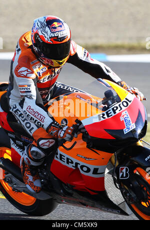 12. Oktober 2012 - Motegi, Japan - Casey Stoner von Australien und Repsol Honda Team fährt während einer freien Training während der MotoGP von Japan auf dem Twin Ring Motegi am 12. Oktober 2012 in Motegi, Japan. (Kredit-Bild: © Koichi Kamoshida/Jana Press/ZUMAPRESS.com) Stockfoto