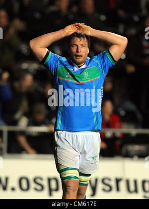 Freitag, 12. Oktober 2012 im Bild: Re: Heineken Cup, Fischadler V Benetton Treviso in der Liberty Stadium, SWansea, Südwales. Stockfoto