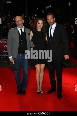 JACQUES AUDIARD MARION COTILLARD MATTHIAS SCHOENAERTS ROST UND KNOCHEN. PREMIER. 56. BFI LONDON FILMFESTIVAL. LONDON ENGLAND Stockfoto