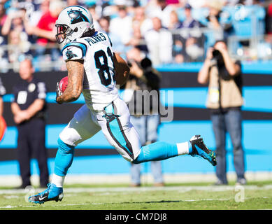 21. Oktober 2012 - Charlotte, North Carolina, USA - Panthers KR KEALOHA PILARES (81) bei den Dallas Cowboys vs. Carolina Panthers Football-Spiel. Die Cowboys besiegen die Panthers 19 -14. (Kredit-Bild: © Anantachai Brown/ZUMAPRESS.com) Stockfoto