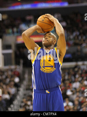 22. Oktober 2012 - Los Angeles, Kalifornien, USA - Krieger darauf Wache Jarrett Jack den Jumper stellt wie die Los Angeles Clippers am Montag, 22. Oktober 2012 besuchen Golden State Warriors 88-71 im Staples Center in Los Angeles Kalifornien zu besiegen. (Kredit-Bild: © Burt Harris/Prensa Internacional/ZUMAPRESS.com) Stockfoto