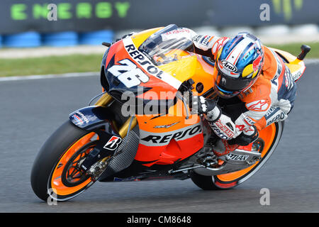 26.10.2012 Phillip Island, Melbourne, Australien. Dani Pedrosa fahren seine Honda RC213V für Repsol Honda Team während der Praxis Runden der Luft Asien australische Moto GP auf Phillip Island Circuit. Stockfoto