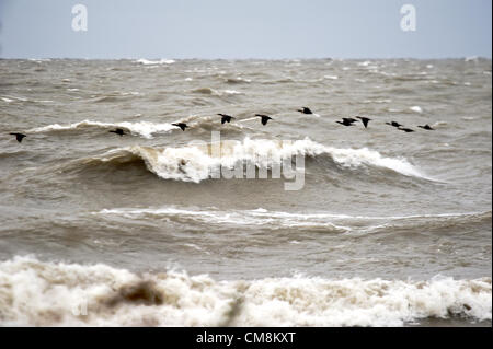 Starke Winde treffen am See/Marblehead Ohio als Hurrikan Sandy die Ostküste der U.S. - Wellen von Marblehead Licht gesehen trifft Stockfoto