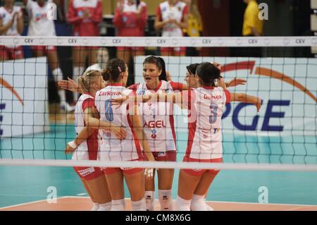 Sopot, Polen 30. Oktober 2012. 2013 ist CEV Volleyball Champions League Spiel Sopot. Atom Trefl Sopot (Polen) V VK Agel Prostejov (Tschechien) Spiel Stockfoto