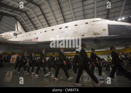 30. Oktober 2012 - Los Angeles, Kalifornien, USA - das Space Shuttle Endeavour weisen Eröffnungsfeier am neuen Samuel Oschin Pavilion an der California Science Center. Stockfoto