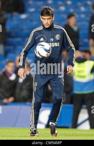 31.10.2012.London, England.  Paulo Ferreira von Chelsea während der Capital One Cup vierten Runde Spiel zwischen Chelsea und Manchester United an der Stamford Bridge Stockfoto