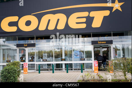 Ipswich, Suffolk. 1. November 2012 speichert Comet Store in Anglia Retail Park, Ipswich, England einer der rund 250 beschäftigt 6.500 Stockfoto