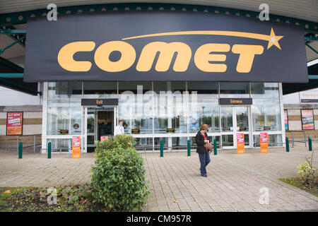 Ipswich, Suffolk. 1. November 2012 speichert Comet Store in Anglia Retail Park, Ipswich, England einer der rund 250 beschäftigt 6.500 Stockfoto