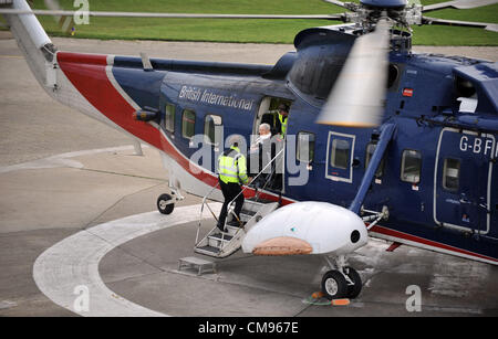 Penzance, Großbritannien. 31. Oktober 2012. Am Ende eines EraÉThe letzten regelmäßigen Hubschrauber Passagier-Service in Großbritannien endete gestern 31. Oktober 2012 lief der britische internationale Hubschrauber-Flüge von Penzance in Cornwall, die Insel von Str. Marys in die Isles of Scilly.  Bild: DORSET MEDIENDIENST Stockfoto