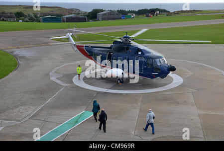 Penzance, Großbritannien. 31. Oktober 2012. Am Ende eines EraÉThe letzten regelmäßigen Hubschrauber Passagier-Service in Großbritannien endete gestern 31. Oktober 2012 lief der britische internationale Hubschrauber-Flüge von Penzance in Cornwall, die Insel von Str. Marys in die Isles of Scilly.  Bild: DORSET MEDIENDIENST Stockfoto