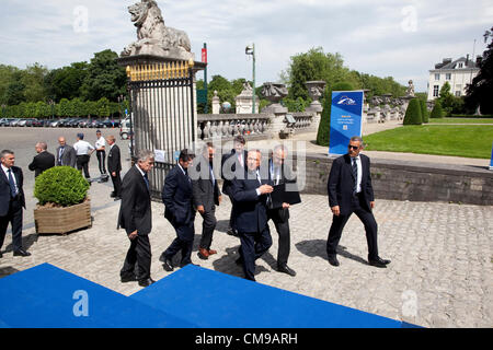 Académie Royal de Belgique, Brüssel. 28.06.2012 zeigt Bild Silvio Berlusconi Ankunft am Europäischen Volkspartei Party treffen in Brüssel im Academie Royal de Belgique. Stockfoto