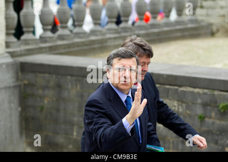 EU-Gipfel, Académie Royal de Belgique, Brüssel. 28.06.2012 zeigt Bild José Manuel Barroso, Präsident der Europäischen Kommission europäischer Menschen Partei treffen in Brüssel im Academie Royal de Belgique angekommen. Stockfoto