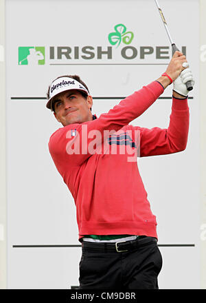 28.06.2012 Amerikas Keegan Bradley in der ersten Runde von den Irish Open im Royal Portrush Golf Club in County Antrim, Nordirland. Stockfoto