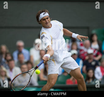 04.07.2012 die Wimbledon Tennis Championships 2012 statt bei den All England Lawn Tennis and Croquet Club, London, England, UK.  David FERRER (ESP) [7] V Andy MURRAY (GBR) [4]. David in Aktion. Stockfoto