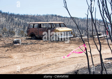 Wildfire und Wald Feuer zerstört 50.000 Hektar Berg- und Kabine Wohngebiete in zentrale Utah. Hohle Holz Feuer. Stockfoto