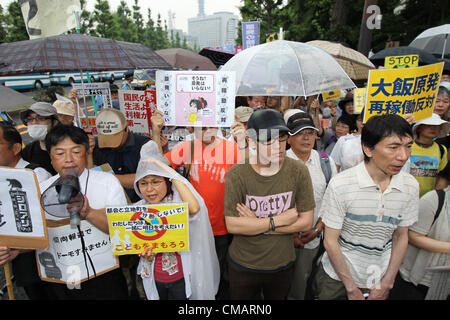 25. Februar 2009 protestieren gegen den Neustart des Kernkraftwerks Oi Oi, Präfektur Fukui, Japan und Kernkraftwerke vor Amtssitz des Premierministers am 6. Juli 2012 in Tokio, Japan - Tokyo, Japan - Japaner. (Kredit-Bild: © Junko Kimura/Jana Press/ZUMAPRESS.com) Stockfoto