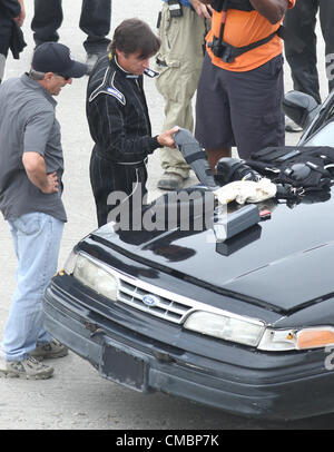 RICHARD HAMMOND RICHARD HAMMOND CRASH-KURS. Dreharbeiten der BBC TV SHOW LOS ANGELES Kalifornien USA 12. Juli 2012 Stockfoto