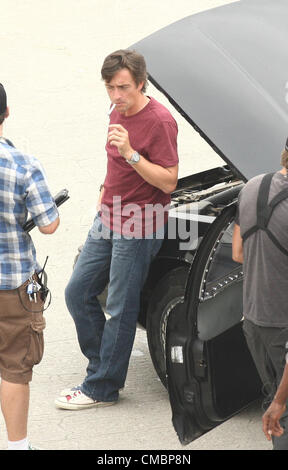 RICHARD HAMMOND RICHARD HAMMOND CRASH-KURS. Dreharbeiten der BBC TV SHOW LOS ANGELES Kalifornien USA 12. Juli 2012 Stockfoto