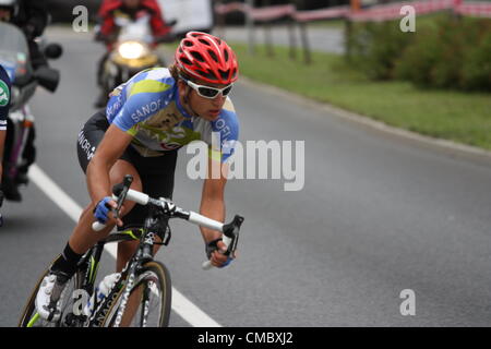 KATOWICE, Polen - Juli 13: 69 Tour de Pologne, das größte Radsport-Event in Osteuropa, Teilnehmer der IV Stufe aus Bedzin nach Kattowitz 13. Juli 2012 in Katowice, Polen Stockfoto