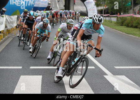 KATOWICE, Polen - Juli 13: 69 Tour de Pologne, das größte Radsport-Event in Osteuropa, Teilnehmer der IV Stufe aus Bedzin nach Kattowitz 13. Juli 2012 in Katowice, Polen Stockfoto