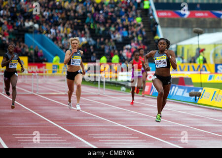 13. Juli 2012 AVIVA London Leichtathletik Grand Prix Kristallpalast, UK. 400m Frauen Hürden Final Perri Shakes Drayton gewinnen die Frauen 400 m. Stockfoto