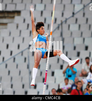 14.07.2012 Barcelona, Spanien. Roberta Bruni Italiens konkurriert um die Goldmedaille in der Frauen Stabhochsprung Finale tagsüber 5 von der IAAF World Junior Championships vom Olympiastadion entfernt Montjuic in Barcelona. Stockfoto