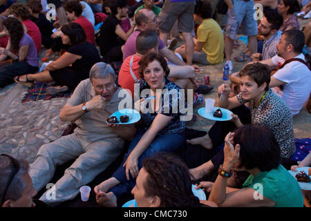 BOLOGNA, Italien - 15 JUL: Patty Smith [internationale Sängerin], für die Erinnerungen an die USTICA Opfer (berühmte Flugzeugabsturz), in Bologna, Italien am 15. Juli 2012 durchführen. Stockfoto