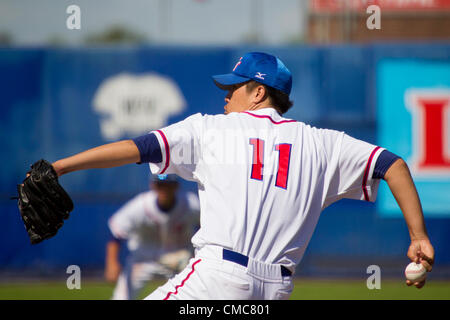 HAARLEM, NIEDERLANDE, 15.07.2012. Krug Jung Hao Hsieh Team Chinese Taipei bei Haarlem Baseball Woche 2012. Stockfoto