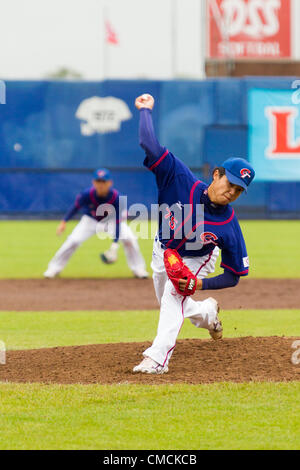 HAARLEM, NIEDERLANDE, 18.07.2012. Krug Chun Lin Kuo Team Chinese Taipei bei Haarlem Baseball Woche 2012. Stockfoto